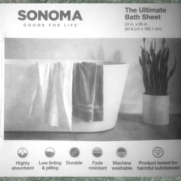 2 new AQUA GREEN Sonoma Ultimate 100% Hygro Cotton 65x33 inch BATH SHEETS - Picture 2 of 6